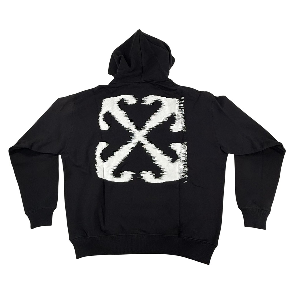 Off-White Windy Arrow French Terry Hoodie Black White 44OW0S2BK059-001 Mens M